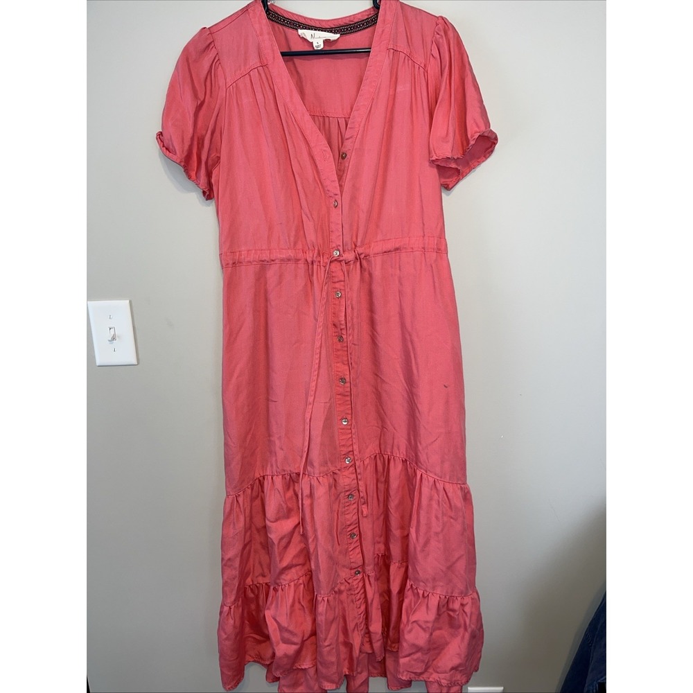 NEW Nurture By Westbound Size S Puff Sleeve Smocked Coral Maxi Dress